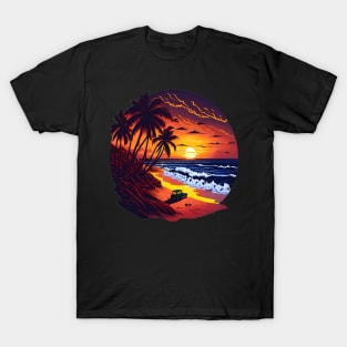 majestic vibrant color magnificent sunset beach T-Shirt